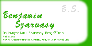 benjamin szarvasy business card